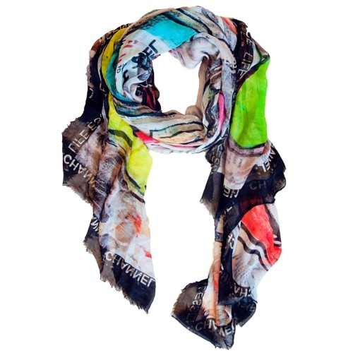 Channel Life Essence Pregiato foulard unisex colorato firmato 140x200